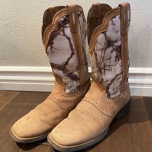 Justin Tan and Arctic Camo Cowboy Boots
